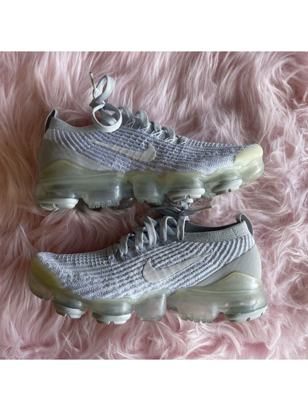 Nike Air VaporMax Flyknit 3 Pure Platinum Sneakers US 7 Translucent Air Sole